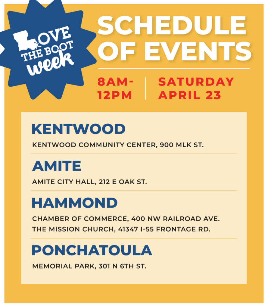 Love The Boot Week Schedule Of Events flyer